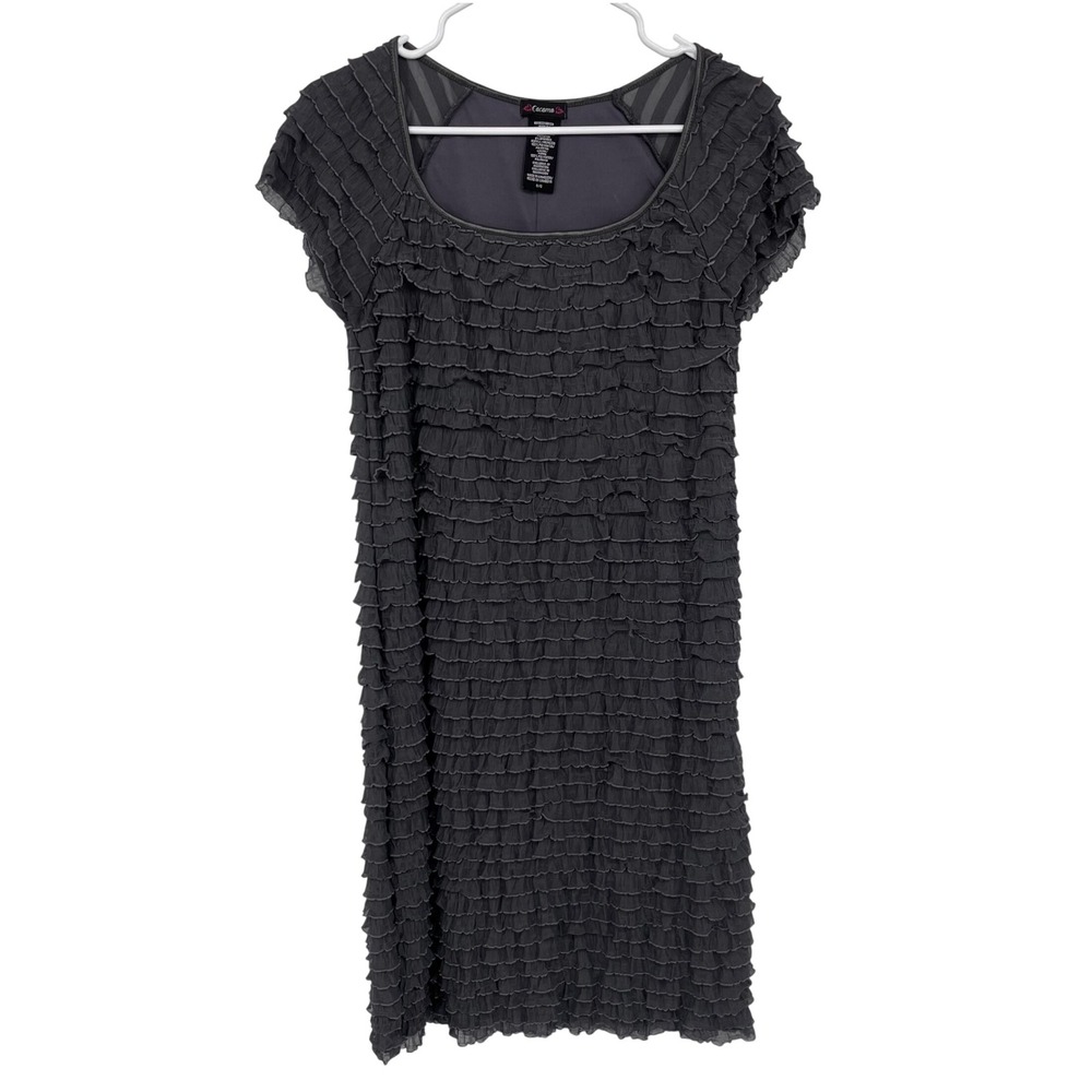 Cocomo Women's Dress Size Small Gray Ruffle Tiered Shift Midi Y2K‎ Chic Layers